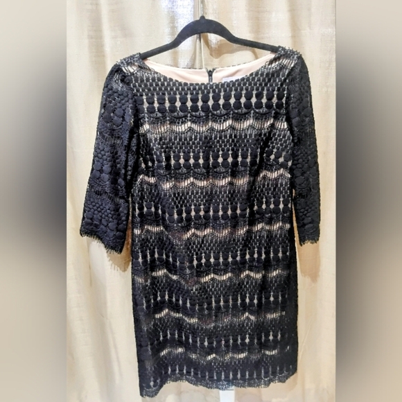 Jessica Howard Dresses & Skirts - Jessica Howard Black Lace Dress with 3/4 Sleeves Size 12P